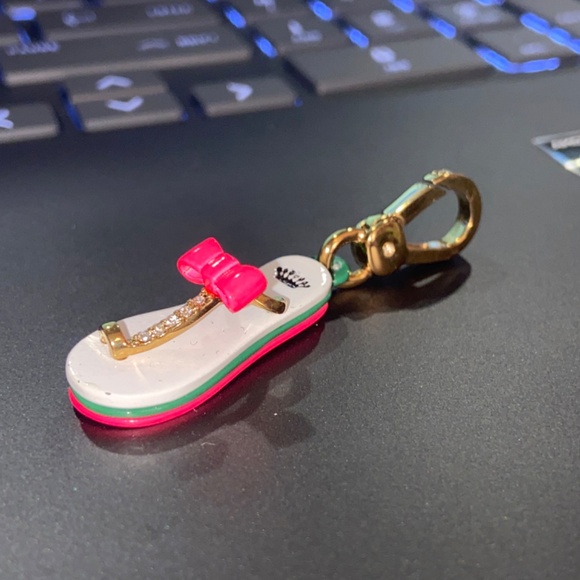 Y2K VINTAGE JUICY COUTURE FLIP FLOP SANDAL CHARM BEACH SUMMER PAVE PINK - Picture 3 of 6